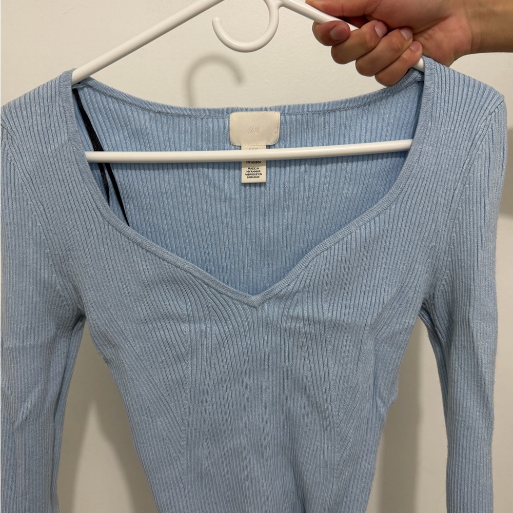 H&M Sky Blue Ribbed Top